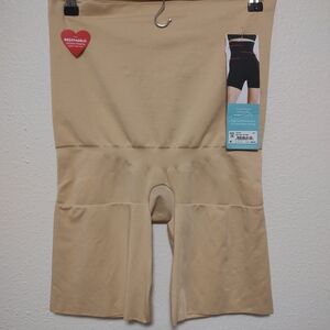 ASSETS by SPANX Shaping High-Waist Mid-Thigh Short Beige Size 2X